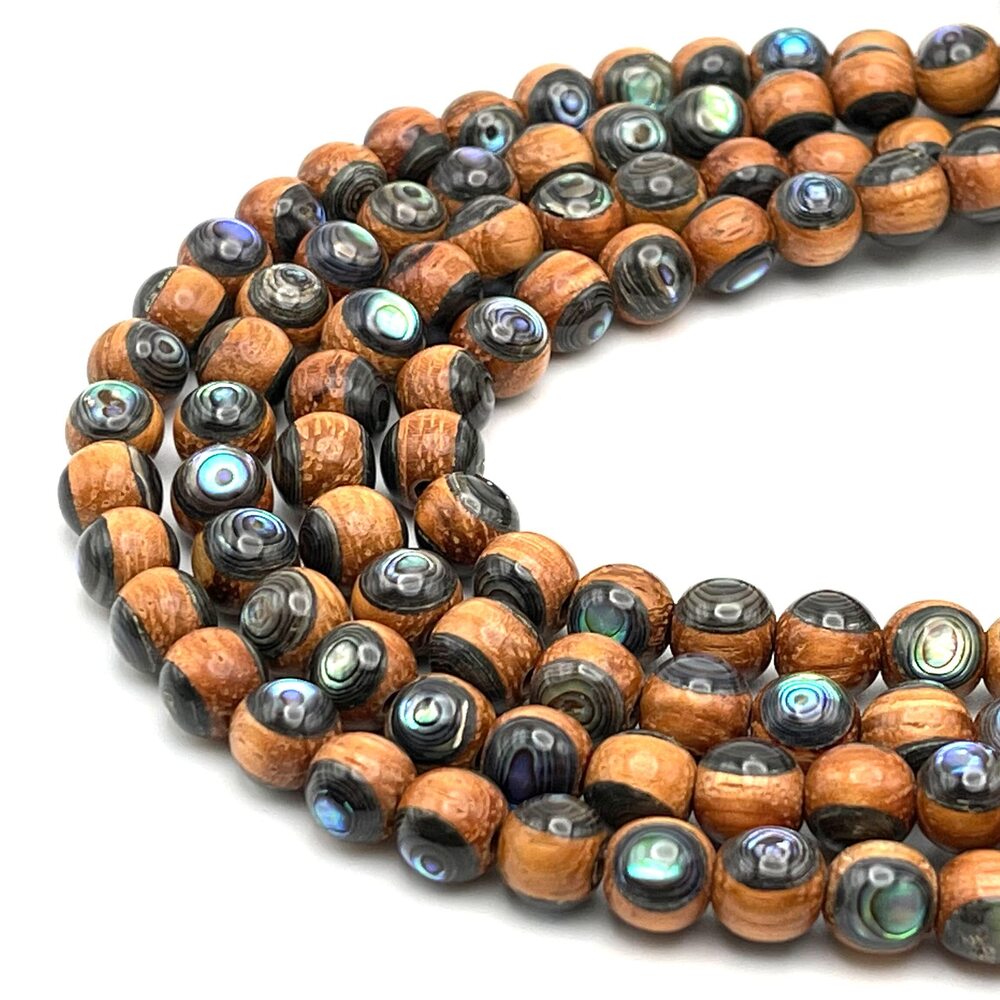 2794 ABCGEMS Authentic Bayong Redwood Beads Front/Back Inlaid with New